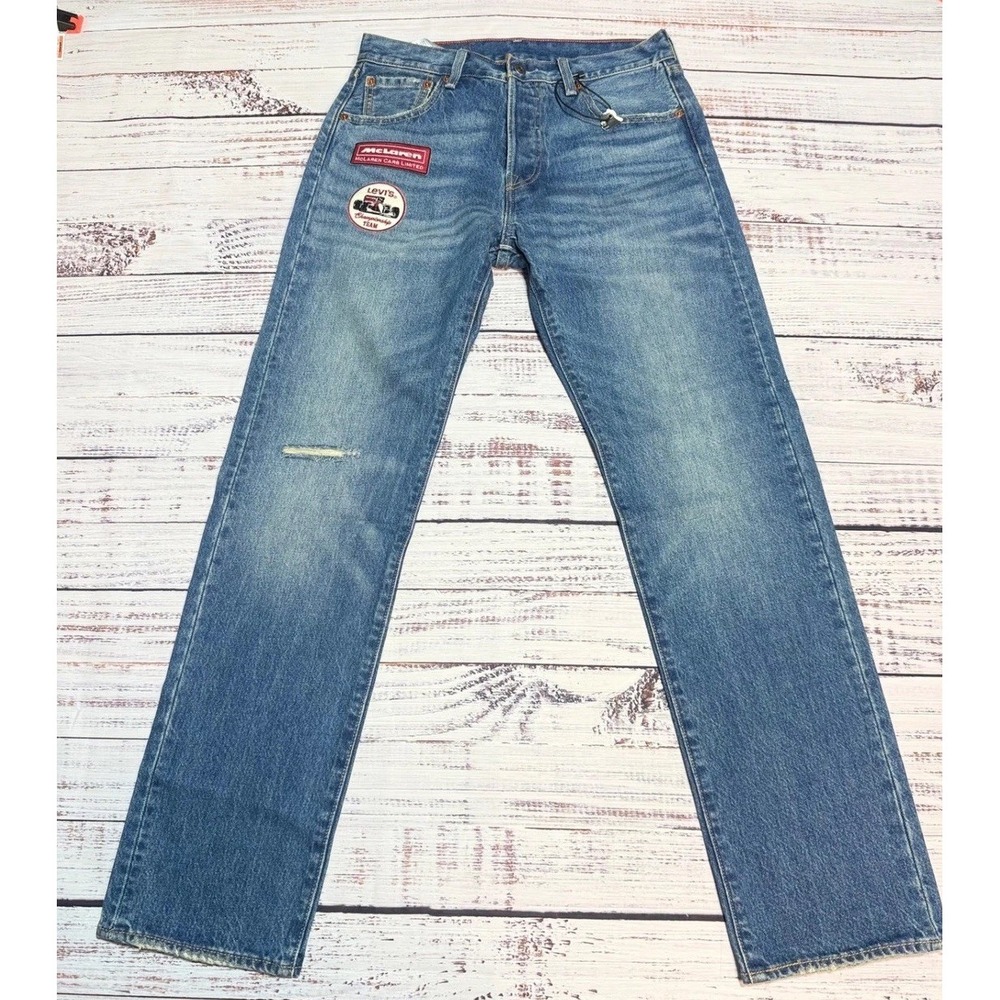 Levis McLaren Racing 501 Jeans 30x32 F1 MP4/4 Patch Denim Blue